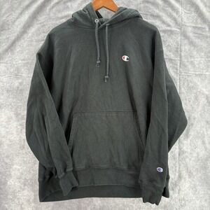 Champion Reverse Weave Hoodie Mens XXL Black Y2K Sports Comfy